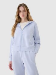 4F Bluza dresowa rozpinana z modalem damska - niebieska L. Niebieskie bluzy damskie 4F, l, bez wzorów, z dresówki, z kapturem. W wyprzedaży za 139.99 zł.