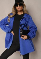 Niebieska Kurtka w Stylu Parki Wiązana w Pasie Nevithia. Niebieskie kurtki damskie Renee, l, bez wzorów, z jeansu, bez kaptura. Za 109.99 zł.