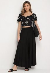 Czarna Wiskozowa Rozkloszowana Spódnica Lunisenia. Czarne spódnice damskie Born2be, na co dzień, na wiosnę, l, bez wzorów, z wiskozy, eleganckie, maxi. Za 59.99 zł.