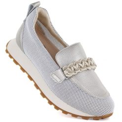 Skórzane półbuty damskie sportowe lordsy złote Cambell 19392. Żółte półbuty damskie Cambell, w ażurowe wzory, ze skóry, bez obcasa, bez zapięcia. Za 199.99 zł.