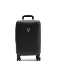 Guess Walizka kabinowa TWD745 29830 Czarny. Czarne walizki Guess, z aplikacjami, ze skóry. Za 419.99 zł.