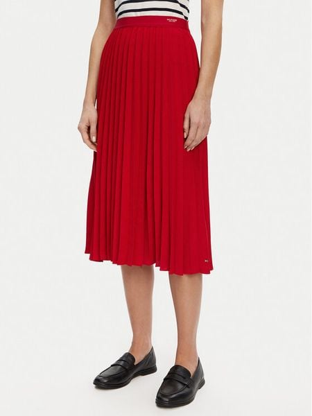 Tommy Hilfiger Spódnica plisowana WW0WW43886 Czerwony Regular Fit. Czerwone spódnice damskie Tommy Hilfiger, bez wzorów, z syntetyku. Za 299.99 zł.