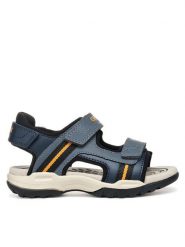 Geox Sandały Jr Borealis J450RA 015ME C0820 S Granatowy. Niebieskie sandały chłopięce Geox, ze skóry, bez zapięcia. Za 259.99 zł.
