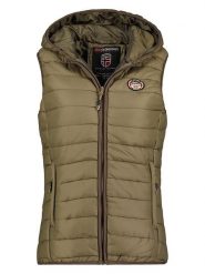 Geographical Norway Kamizelka pikowana "Vatika" w kolorze khaki rozmiar: XL. Brązowe kamizelki damskie Geographical Norway, xl, z aplikacjami, bez kaptura. Za 87.61 zł.