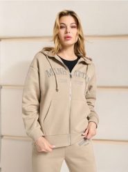 Bluza z kapturem - kremowy. Białe bluzy damskie Sinsay, l, bez wzorów, z kapturem. Za 25.99 zł.