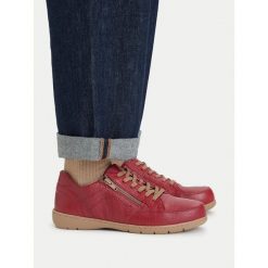 Półbuty Go Soft. Czerwone półbuty damskie GO SOFT, bez wzorów, ze lnu, bez obcasa, na płaskiej podeszwie, bez zapięcia. Za 219.99 zł.
