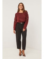 Soft Cashmere Sweter w kolorze bordowym rozmiar: 34/36. Czerwone swetry klasyczne damskie Soft Cashmere, bez kołnierzyka. Za 152.99 zł.