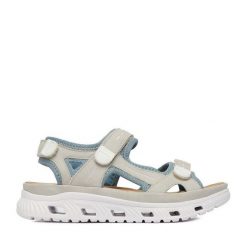 Sandały Rieker. Szare sandały damskie Rieker, bez wzorów, bez obcasa, na płaskiej podeszwie, bez zapięcia. Za 359.99 zł.
