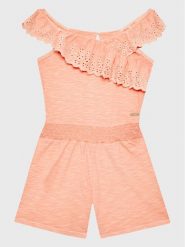 Guess Kombinezon J3GK07 K6XN1 Pomarańczowy Regular Fit. Brązowe sukienki dziewczęce Guess, z aplikacjami, z bawełny, bez ramiączek. Za 159.99 zł.