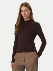 Tommy Hilfiger Bluzka Cody WW0WW47307 Brązowy ciemny Slim Fit. Brązowe bluzki damskie Tommy Hilfiger, m, bez wzorów, z bawełny, bez kołnierzyka, bez ramiączek. Za 249.99 zł.
