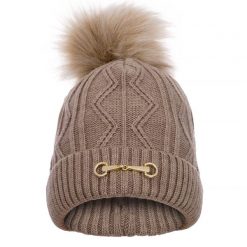Czapka zimowa Equestrian Queen Eden 24AW damska z pomponem. Brązowe czapki damskie EQUESTRIAN QUEEN, na zimę, bez wzorów. Za 97.99 zł.