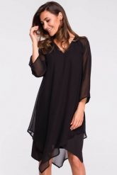 Sukienka wieczorowa oversize szyfonowa asymetryczna boho czarna. Czarne sukienki damskie Stylove, bez wzorów, z szyfonu, boho, bez ramiączek. Za 269.00 zł.