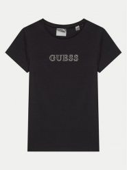 Guess T-Shirt J4RI49 J1314 Czarny Regular Fit. Czarne koszulki i t-shirty dziewczęce Guess, z aplikacjami, z bawełny, bez kołnierzyka, bez ramiączek. Za 69.99 zł.