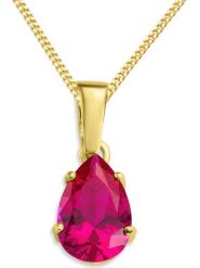 Revoni Złoty naszyjnik z zawieszką - dł. 45 cm rozmiar: onesize. Różowe naszyjniki damskie Revoni, z rubinem, złote. Za 1,087.99 zł.