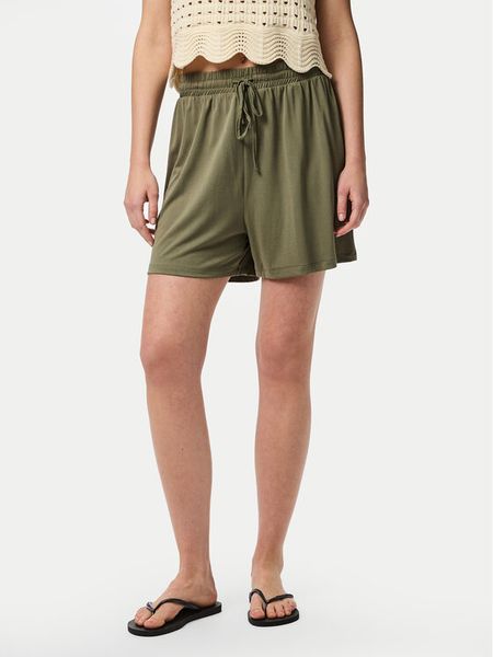 Pieces Szorty materiałowe Anora 17148783 Zielony Regular Fit. Zielone szorty damskie Pieces, bez wzorów, z materiału. Za 99.99 zł.