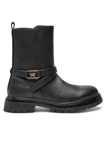 Tommy Hilfiger Botki Boot T3A5-33574-1351 S Czarny. Czarne botki damskie Tommy Hilfiger, ze skóry, bez obcasa, na płaskiej podeszwie, bez zapięcia. Za 279.99 zł.