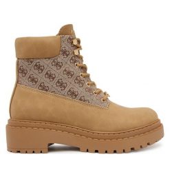 Trapery Guess. Brązowe trapery damskie Guess, bez zapięcia. Za 579.99 zł.