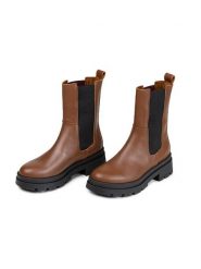 Anna Morellini Skórzane sztyblety "Marlorina" w kolorze jasnobrązowym rozmiar: 40. Brązowe botki damskie Anna Morellini, bez zapięcia. Za 352.21 zł.