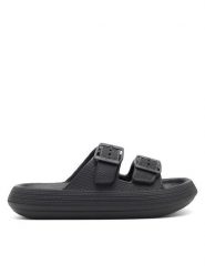 MEXX Klapki MXC007101W Czarny. Czarne klapki damskie Mexx, bez wzorów, z syntetyku, bez obcasa, bez zapięcia. Za 69.99 zł.