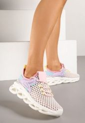 Biało-Fioletowe Buty Sportowe Sneakersy na Platformie Ozdobionej Tłoczeniem Teliriella. Białe obuwie sportowe casual damskie Renee, z jeansu, bez zapięcia. Za 64.99 zł.