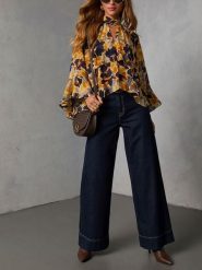 LA Angels Bluzka w kolorze żółto-beżowym rozmiar: XL. Brązowe bluzki damskie LA Angels, xl, bez wzorów, bez kołnierzyka, bez ramiączek. Za 130.99 zł.