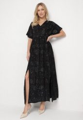 Czarna Wiskozowa Sukienka z Metaliczną Nicią i Haftem Nelvesia. Czarne sukienki damskie Born2be, bez wzorów, z jeansu, eleganckie, bez ramiączek. Za 139.99 zł.