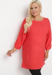 Czerwona Klasyczna Tunika z Marszczonymi Rękawami Evianas. Czerwone tuniki damskie Born2be, na co dzień, xl, bez wzorów, eleganckie, bez kołnierzyka, bez ramiączek. Za 44.99 zł.
