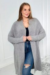 Sweter z rękawami typu nietoperz jasny szary. Szare swetry klasyczne damskie KESI, l, z wełny, bez kołnierzyka, plus size. Za 178.78 zł.