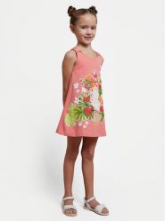 Mayoral Sukienka letnia 3943 Różowy Regular Fit. Czerwone sukienki dziewczęce Mayoral, bez wzorów, z bawełny, bez ramiączek, proste. Za 129.99 zł.