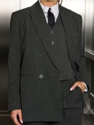 Żakiet - szary. Szare marynarki i żakiety damskie Sinsay, l, bez wzorów. Za 79.99 zł.