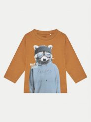 NAME IT Bluzka 13233694 Brązowy Relaxed Fit. Brązowe t-shirty i koszulki chłopięce Name it, bez wzorów, z bawełny, bez kołnierzyka, bez ramiączek. Za 69.99 zł.