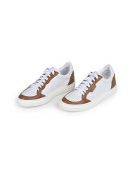 Anna Morellini Skórzane sneakersy "Feeria" w kolorze biało-jasnobrązowym rozmiar: 39. Białe obuwie sportowe damskie Anna Morellini, bez zapięcia. Za 368.96 zł.