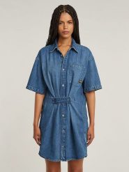 G-Star Sukienka dżinsowa w kolorze niebieskim rozmiar: XL. Niebieskie sukienki damskie G-Star, bez wzorów, z bawełny, retro, bez ramiączek. Za 282.99 zł.