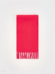 Szalik z frędzlami - fuksja. Czerwone szaliki damskie Reserved, bez wzorów. W wyprzedaży za 32.99 zł.