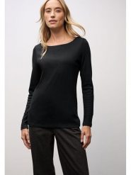 Street One Koszulka w kolorze czarnym rozmiar: 40. Czarne koszulki damskie Street One, bez wzorów, bez kołnierzyka, bez ramiączek. Za 83.22 zł.
