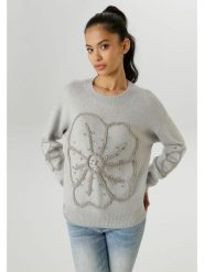 Aniston Sweter w kolorze jasnoszarym rozmiar: 38. Szare swetry klasyczne damskie Aniston, bez kołnierzyka. Za 74.11 zł.