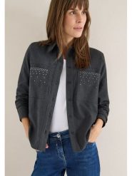 Cecil Bluzka w kolorze szarym rozmiar: M. Szare bluzki damskie Cecil, m, bez wzorów, z bawełny, bez kołnierzyka, bez ramiączek. Za 143.56 zł.