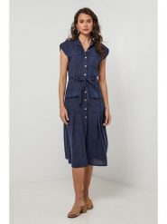 Lin Passion Lniana sukienka w kolorze granatowym rozmiar: 38/40. Niebieskie sukienki damskie Lin Passion, bez wzorów, ze lnu, klasyczne, bez ramiączek. Za 173.99 zł.