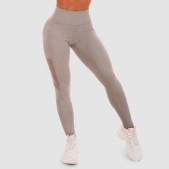 Legginsy damskie fitness z panelami szare Mesh Panel. Szare legginsy damskie GYMBEAM, s, bez wzorów, z elastanu. Za 112.90 zł.