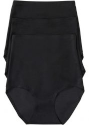 Figi panty shape, średni stopień modelowania sylwetki (3 pary). Czarne figi bonprix, bez wzorów. Za 112.99 zł.