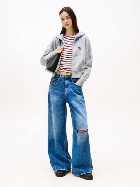 TOMMY JEANS Bluza w kolorze jasnoszarym rozmiar: M. Szare bluzy damskie Tommy Jeans, m, bez wzorów, z bawełny, bez kaptura. Za 303.78 zł.