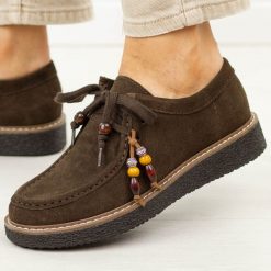Brązowe skórzane mokasyny damskie T.Sokolski 361. Brązowe mokasyny damskie Sokolski, na jesień, z jeansu, z okrągłym noskiem, bez obcasa. Za 259.00 zł.