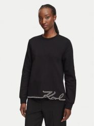 KARL LAGERFELD Bluza B3W20031 Czarny Regular Fit. Czarne bluzy damskie KARL LAGERFELD, xl, bez wzorów, z bawełny, bez kaptura. Za 779.99 zł.