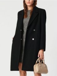 Płaszcz z paskiem - czarny. Czarne płaszcze damskie Sinsay, l, bez wzorów, bez kaptura. Za 129.99 zł.