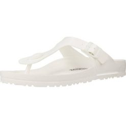 Japonki damskie Birkenstock Gizeh. Białe klapki damskie Birkenstock, bez wzorów, z materiału, bez obcasa, bez zapięcia. Za 317.00 zł.
