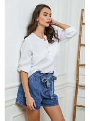 Joséfine Lniana bluzka w kolorze białym rozmiar: XL. Białe bluzki damskie Joséfine, xl, bez wzorów, ze lnu, bez kołnierzyka, bez ramiączek. Za 160.96 zł.