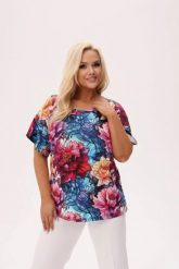 Bluzka Solea w print piwonii PLUS SIZE XXL OVERSIZE. Bluzki damskie Moda Size Plus Iwanek, l, bez wzorów, z bawełny, eleganckie, bez kołnierzyka, plus size, bez ramiączek. Za 149.90 zł.