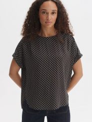 OPUS Bluzka w kolorze czarno-jasnobrązowym rozmiar: L. Brązowe bluzki damskie Opus, l, bez wzorów, z wiskozy, bez kołnierzyka, bez ramiączek. Za 100.99 zł.