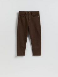 Jeansy mom fit z krótszą nogawką - dark grey jeans. Szare jeansy damskie Reserved. Za 129.99 zł.