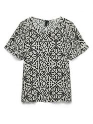 Vero Moda Bluzka w kolorze beżowo-czarnym rozmiar: S. Brązowe bluzki damskie Vero Moda, s, bez wzorów, z wiskozy, klasyczne, bez kołnierzyka, bez ramiączek. Za 65.54 zł.